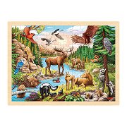 Goki Wooden Jigsaw Puzzle North American Wilderness, 96 pcs.