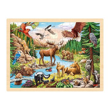 Goki Holzpuzzle Nordamerikanische Wildnis, 96 Teile.