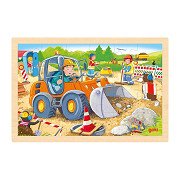 Goki Wooden Jigsaw Puzzle Construction Site, 24 pcs.