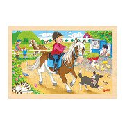 Goki Holzpuzzle Ponyhof, 24 Teile.