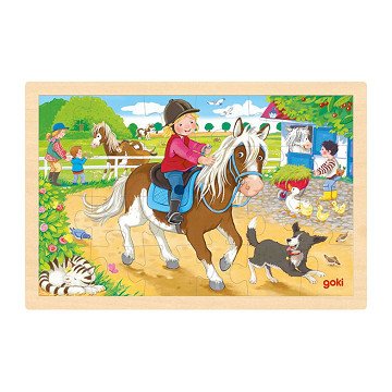 Goki Holzpuzzle Ponyhof, 24 Teile.