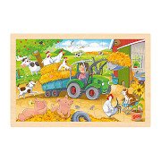 Goki Wooden Jigsaw Puzzle Tractor, 24 pcs.