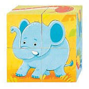 Goki Wooden Block Puzzle Wild Animals, 4 pcs.