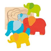 Goki Holz-Schichtenpuzzle Elefant, 5-tlg.