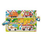 Goki Wooden Background Shape Puzzle in the Streets, 7 pcs.