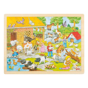 Goki Wooden Jigsaw Puzzle Petting Zoo, 48 pcs.