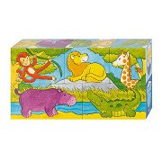 Goki Wooden Block Puzzle Safari, 5 pcs.