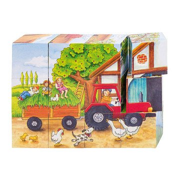 Goki Wooden Block Puzzle Seasons on the Farm, 12 pcs.