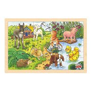 Goki Wooden Jigsaw Puzzle Baby Animals, 24 pcs.