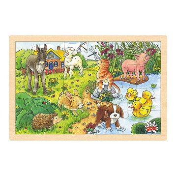 Goki Wooden Jigsaw Puzzle Baby Animals, 24 pcs.