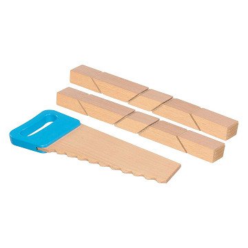 Goki Wooden Saw and Building Blocks with Velcro Connection, 11 pcs.