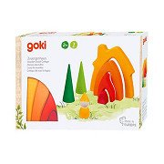 Goki Wooden Dwarf House Building Blocks, 7pcs.