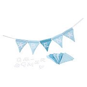 Goki Fabric Bunting Make Blue with 10 Flags and Alphabet Characters