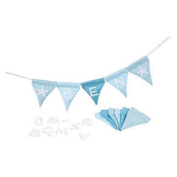 Goki Fabric Bunting Make Blue with 10 Flags and Alphabet Characters