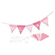 Goki Stoffwimpelkette „Make Pink“ mit 10 Flaggen und Buchstaben