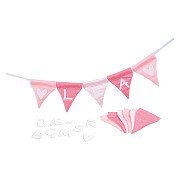 Goki Fabric Bunting Make Pink with 10 Flags and Alphabet Characters
