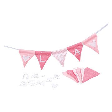 Goki Stoffwimpelkette „Make Pink“ mit 10 Flaggen und Buchstaben