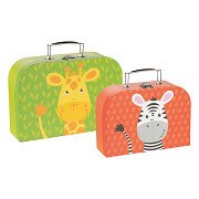 Goki Children's Suitcase Set Giraffe and Zebra, 2 pcs.