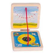 Goki Sonnenuhr und Kompass aus Holz im Taschenformat