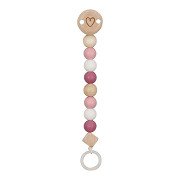 Goki Wooden Pacifier Chain Heart Pink