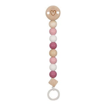 Goki Holz Schnullerkette Herz Rosa