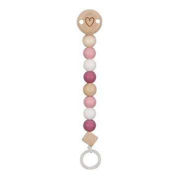 Goki Wooden Pacifier Chain Heart Pink