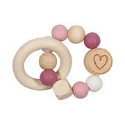 Goki Wooden Gripping Ring Heart Pink