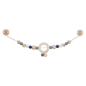 Goki Wooden Stroller Chain Star Blue with Clips