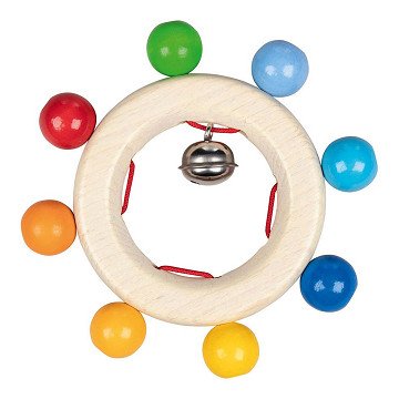 Goki Wooden Grab Ring with Rainbow Beads