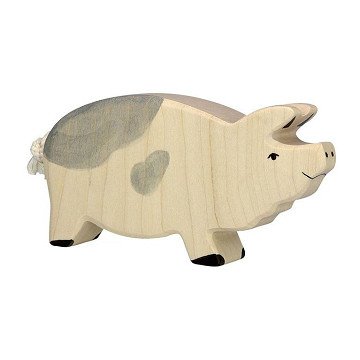 Holztiger Wildschwein aus Holz gefleckt