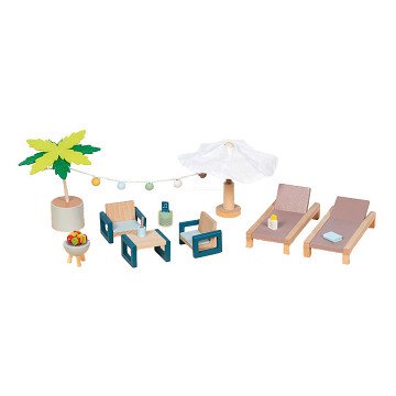 Goki Wooden Dollhouse Garden Furniture Set Mallorca