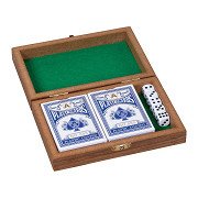 Goki Wooden Playing Card Box with 5 Dice and 2 Sets of cards