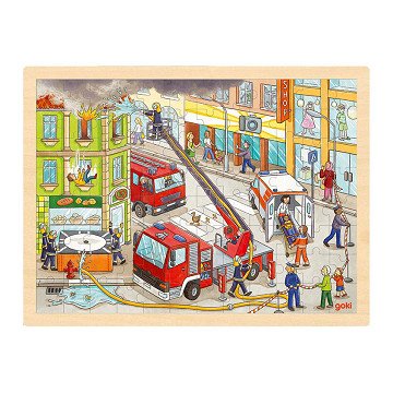 Goki Holzpuzzle Feuerwehr, 96-teilig.