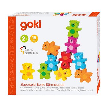 Goki Holz-Stapelspiel Color Bears, 9-tlg.