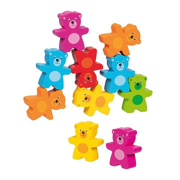 Goki Wooden Colors Bears Stacking Game, 9 pcs.