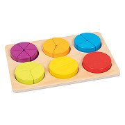 Goki Wooden Learning Puzzle Fractions, 22 pieces.