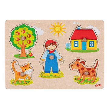 Goki Wooden Knob Puzzle, 5 pcs.