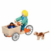 Goki Puppenhaus Lastenfahrrad aus Holz mit Kind und Hund