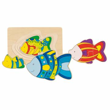 Goki 3-lagiges Holzpuzzle Fisch