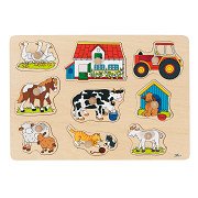 Small Foot - Wooden Stud Puzzle Farm, 9pcs.