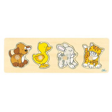 Goki Wooden Stud Puzzle Dog Duck Rabbit Cat