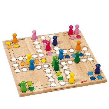 Goki Ludo-Spiel aus Holz – variabel