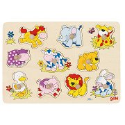 Goki Houten Noppenpuzzel Dieren Baby