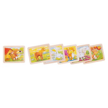 Goki Wooden Puzzles Animals, set of 6