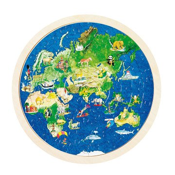 Goki Double-sided Wooden Puzzle - Globe, 57pcs.