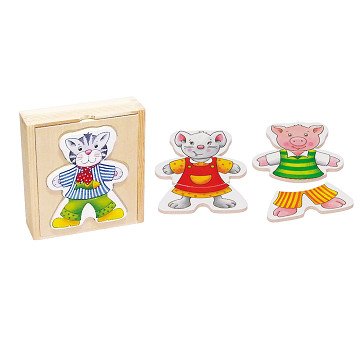 Holz-Anziehpuzzle Tiere, 18 Teile.