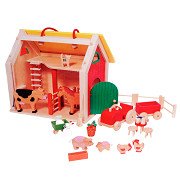 Goki Wooden Takeaway Farm, 31 pcs.