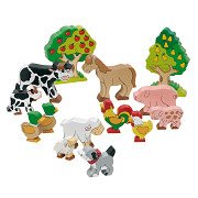 Goki Wooden Farm Animals, 14 pcs.