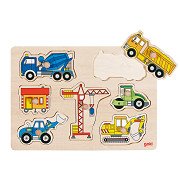 Goki Wooden Stud Puzzle - Work Vehicles