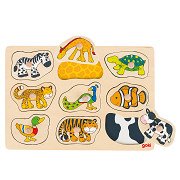 Goki Wooden Animals Stud Puzzle, 9 pcs.